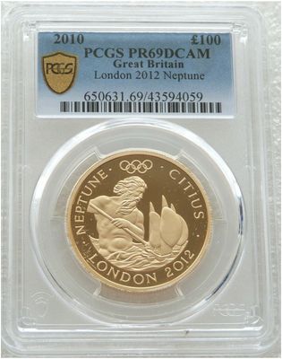 2010 London Olympic Games Neptune £100 Gold Proof 1oz Coin PCGS PR69 DCAM