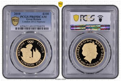 2010 London Olympic Games Neptune £100 Gold Proof 1oz Coin PCGS