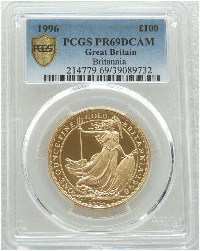 1996 Britannia £100 Gold Proof 1oz Coin PCGS PR69 DCAM - Mintage 483