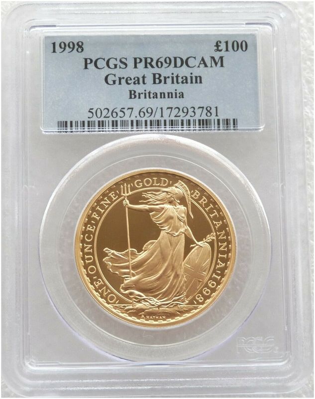 1998 Britannia £100 Gold Proof 1oz Coin PCGS PR69 DCAM - Mintage 750