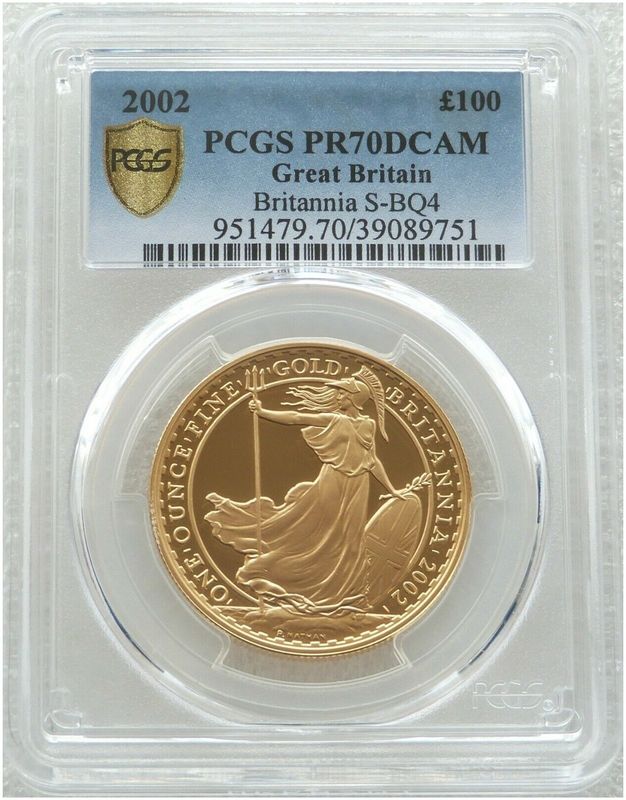 2002 Britannia £100 Gold Proof 1oz Coin PCGS PR70 DCAM - Mintage 945