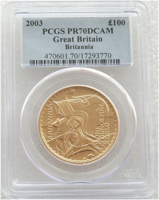 2003 Britannia £100 Gold Proof 1oz Coin PCGS PR70 DCAM - Mintage 1,250