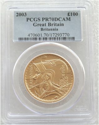 2003 Britannia £100 Gold Proof 1oz Coin PCGS PR70 DCAM - Mintage 1,250