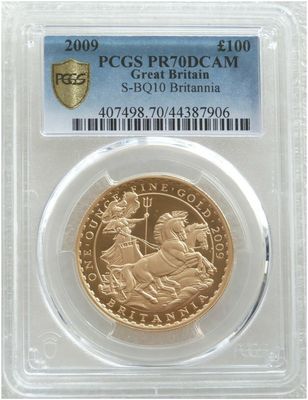 2009 Britannia £100 Gold Proof 1oz Coin PCGS PR70 DCAM - Mintage 797