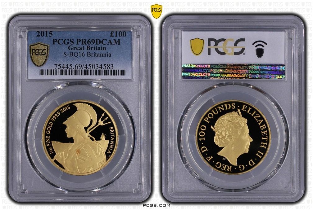 2015 Britannia £100 Gold Proof 1oz Coin PCGS PR69 DCAM - Mintage 234