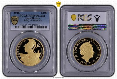 2015 Britannia £100 Gold Proof 1oz Coin PCGS PR69 DCAM - Mintage 234