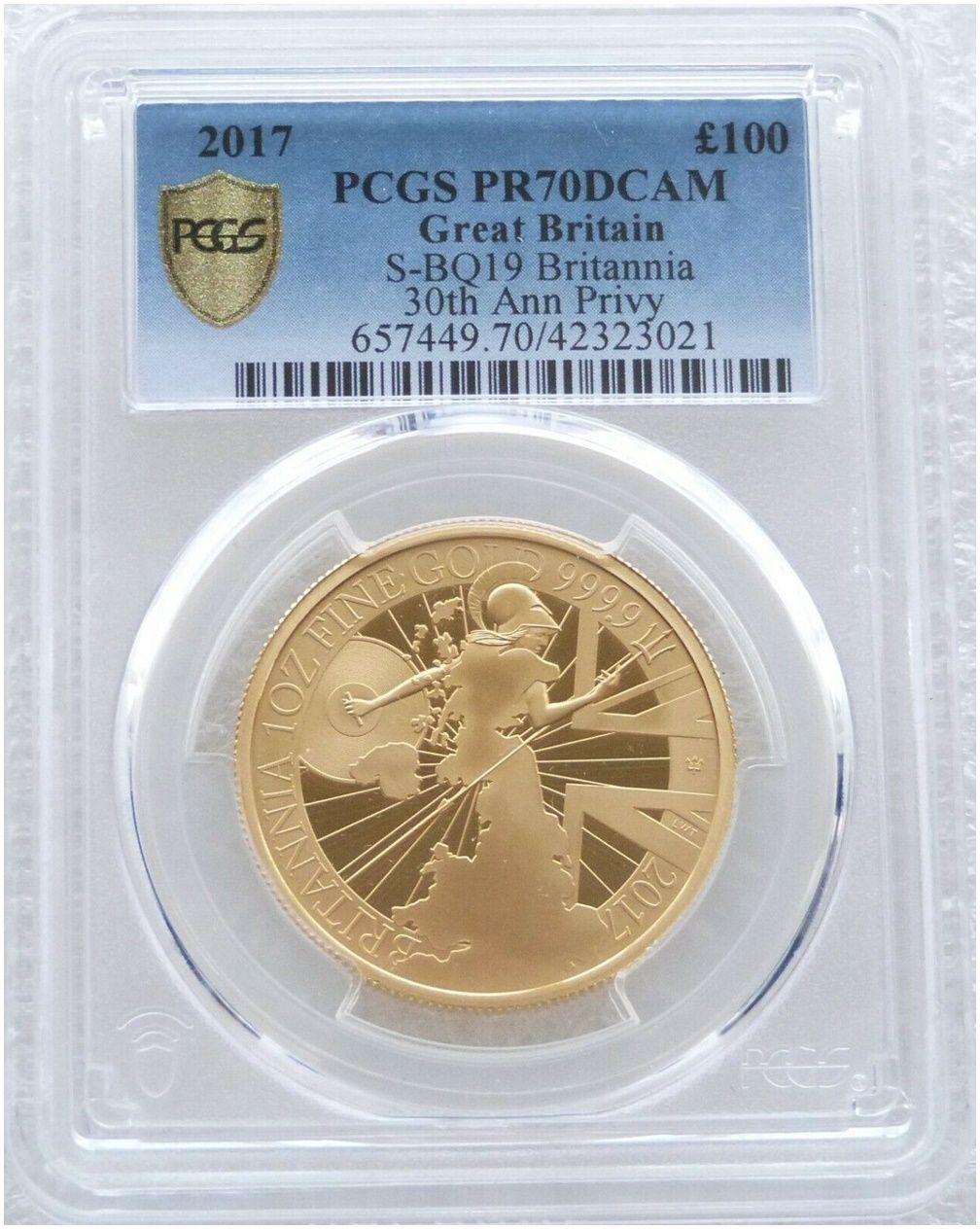 2017 Britannia £100 Gold Proof 1oz Coin PCGS PR70 DCAM - Mintage 264