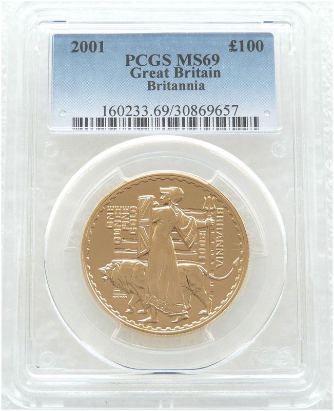 2001 Britannia £100 Gold 1oz Coin PCGS MS69