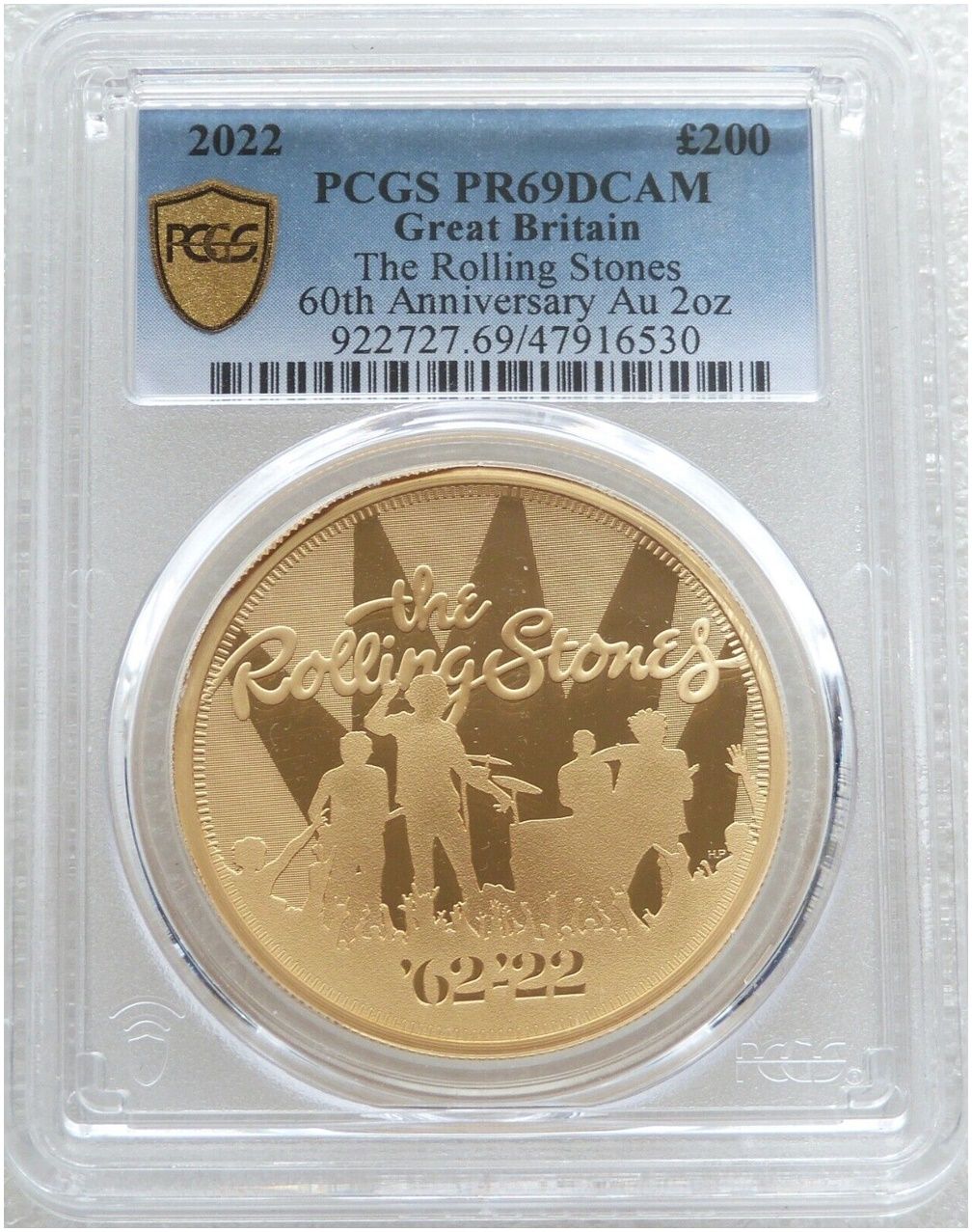 2022 Music Legends The Rolling Stones £200 Gold Proof 2oz Coin PCGS PR69 DCAM - Mintage 84