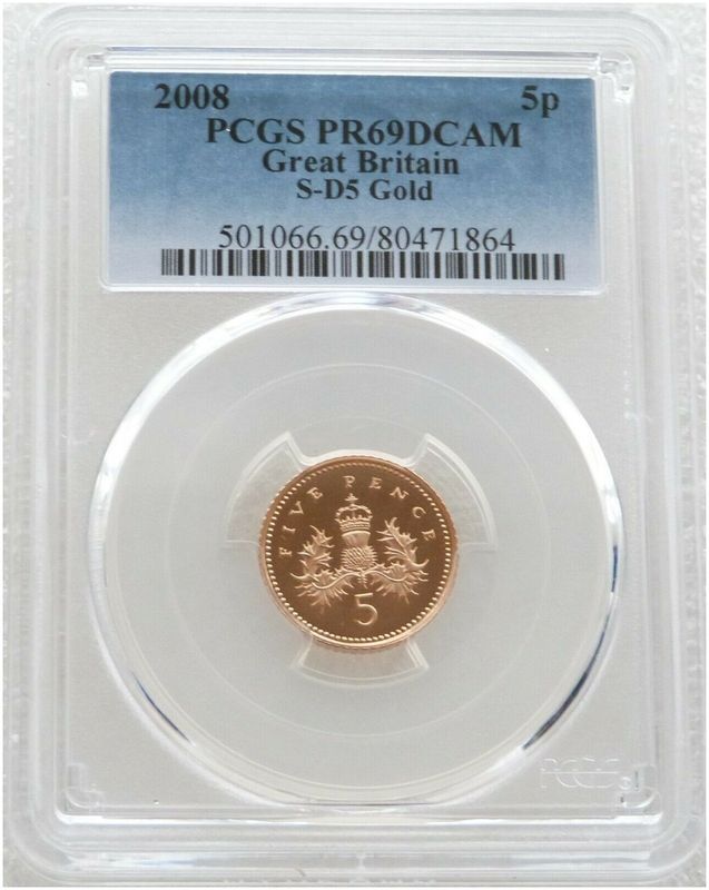 2008 Scottish Thistle 5p Gold Proof Coin PCGS PR69 DCAM