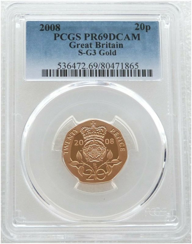 2008 Crowned Tudor Rose 20p Gold Proof Coin PCGS PR69 DCAM