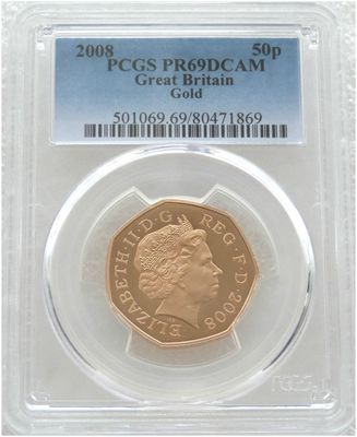 2008 Last Year of Issue Britannia 50p Gold Proof Coin PCGS PR69 DCAM