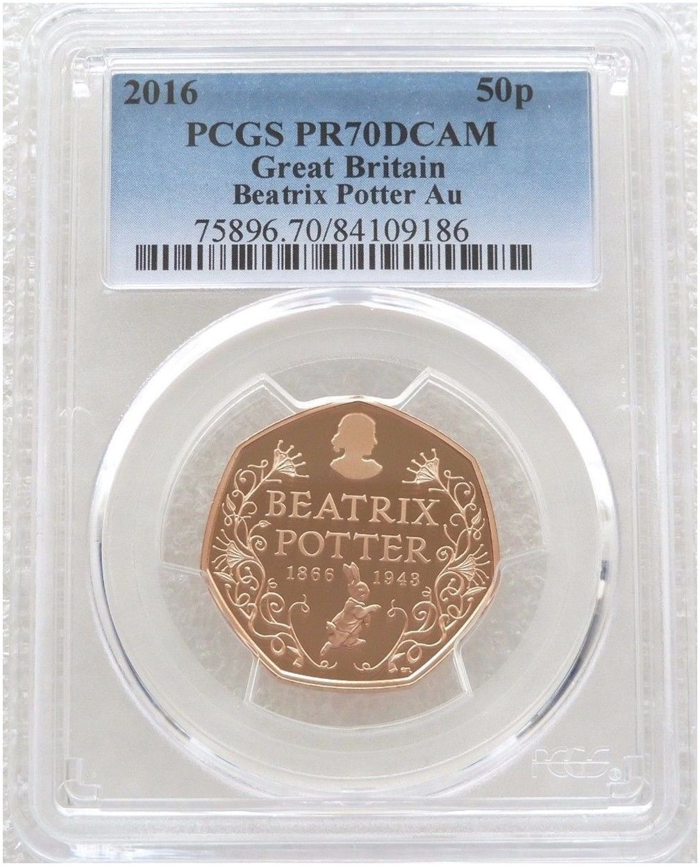 2016 Beatrix Potter 50p Gold Proof Coin PCGS PR70 DCAM