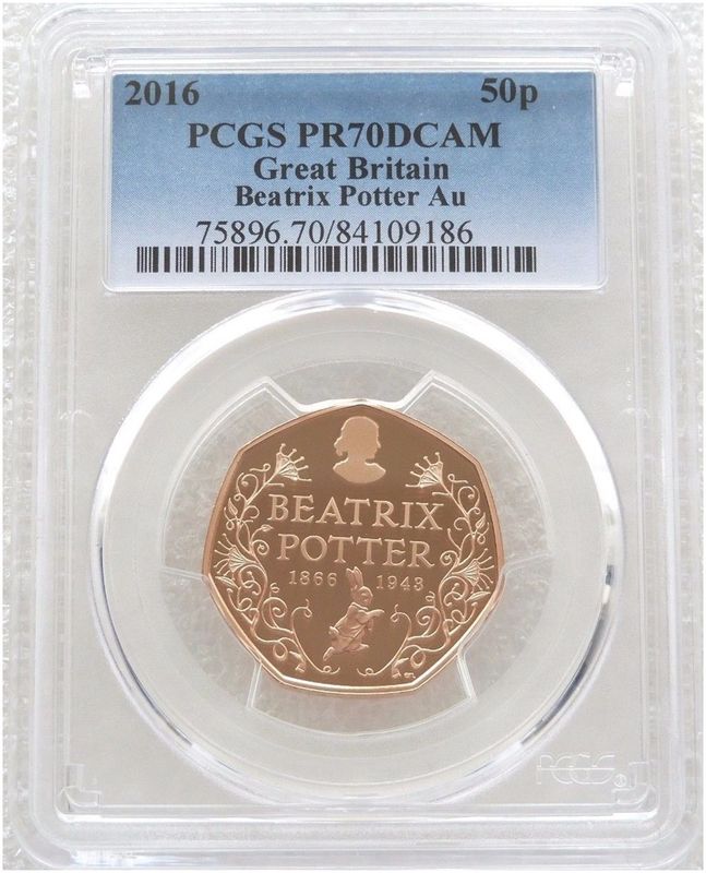2016 Beatrix Potter 50p Gold Proof Coin PCGS PR70 DCAM