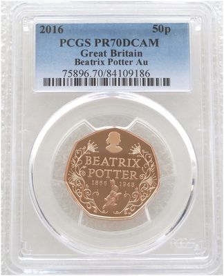 2016 Beatrix Potter 50p Gold Proof Coin PCGS PR70 DCAM