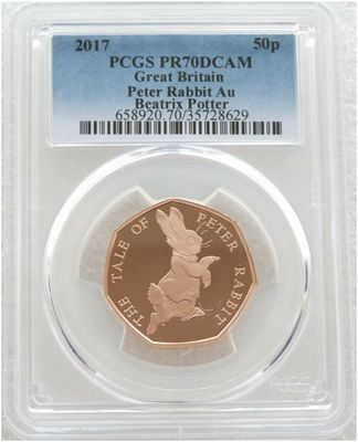 2017 Peter Rabbit 50p Gold Proof Coin PCGS PR70 DCAM