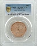 2017 Sir Isaac Newton 50p Gold Proof Coin PCGS PR70 DCAM