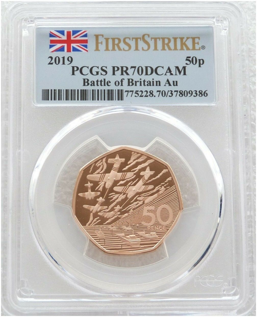 2019 D-Day Landings 50p Gold Proof Coin PCGS PR70 DCAM First Strike