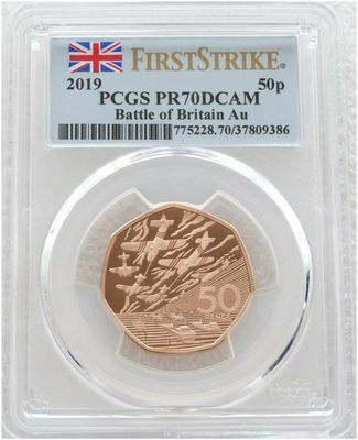 2019 D-Day Landings 50p Gold Proof Coin PCGS PR70 DCAM First Strike