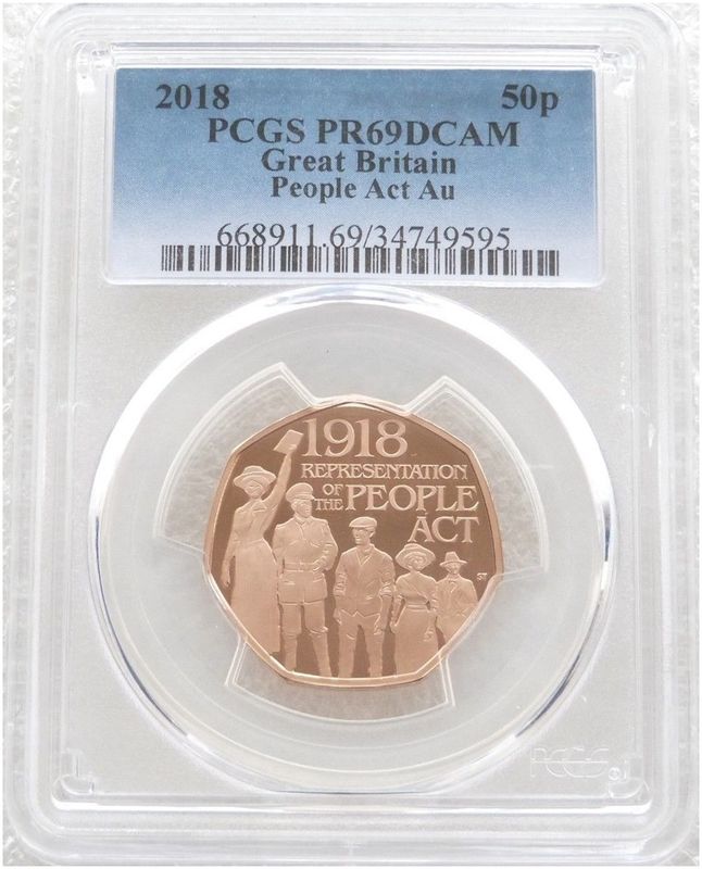 2018 Representation of the People Act 50p Gold Proof Coin PCGS PR69 DCAM