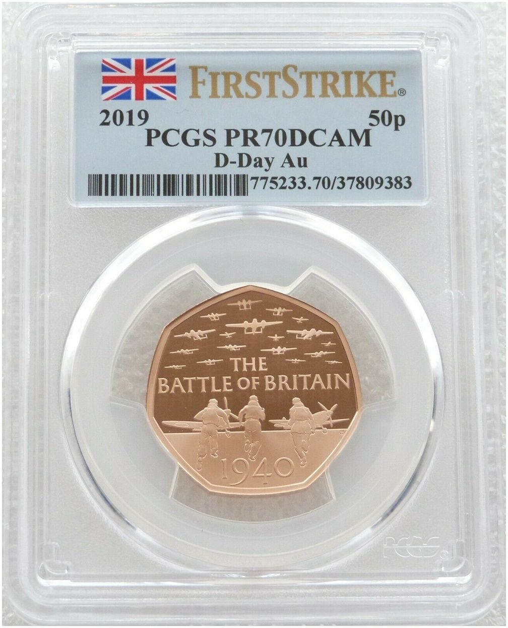 2019 Battle of Britain 50p Gold Proof Coin PCGS PR70 DCAM First Strike