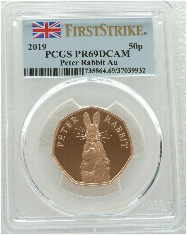 2019 Peter Rabbit 50p Gold Proof Coin PCGS PR69 DCAM First Strike