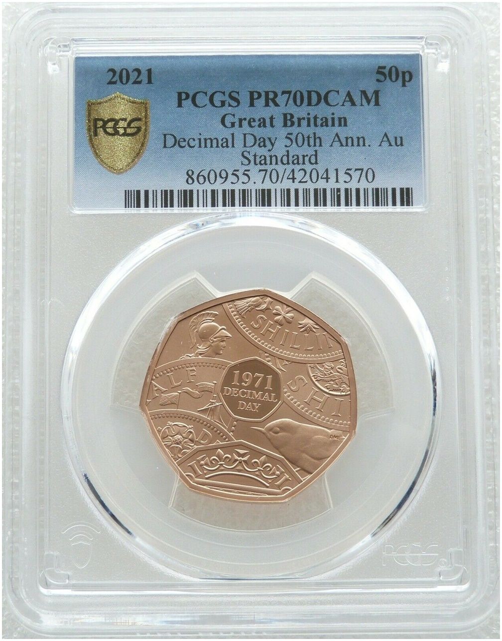 2021 Decimal Day 50p Gold Proof Coin PCGS PR70 DCAM