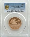 2009 Public Library Piedfort 50p Gold Proof Coin PCGS PR70 DCAM - Mintage 40