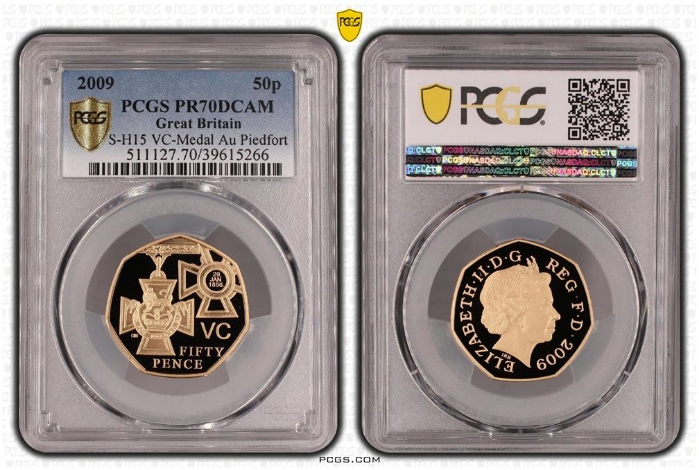 【美品】PCGS 2009-Sコイン PR69RD DCAM 2009 Victoria Cross Award Piedfort 50p Gold Proof Coin PCGS