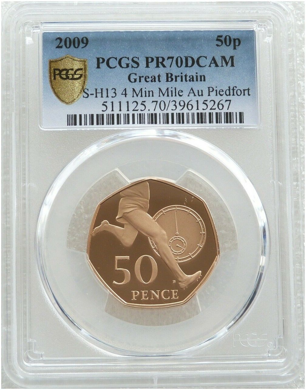 2009 Roger Bannister Piedfort 50p Gold Proof Coin PCGS PR70 DCAM - Mintage 40