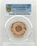 2009 Accession to the EEC Hands Piedfort 50p Gold Proof Coin PCGS PR70 DCAM - Mintage 40