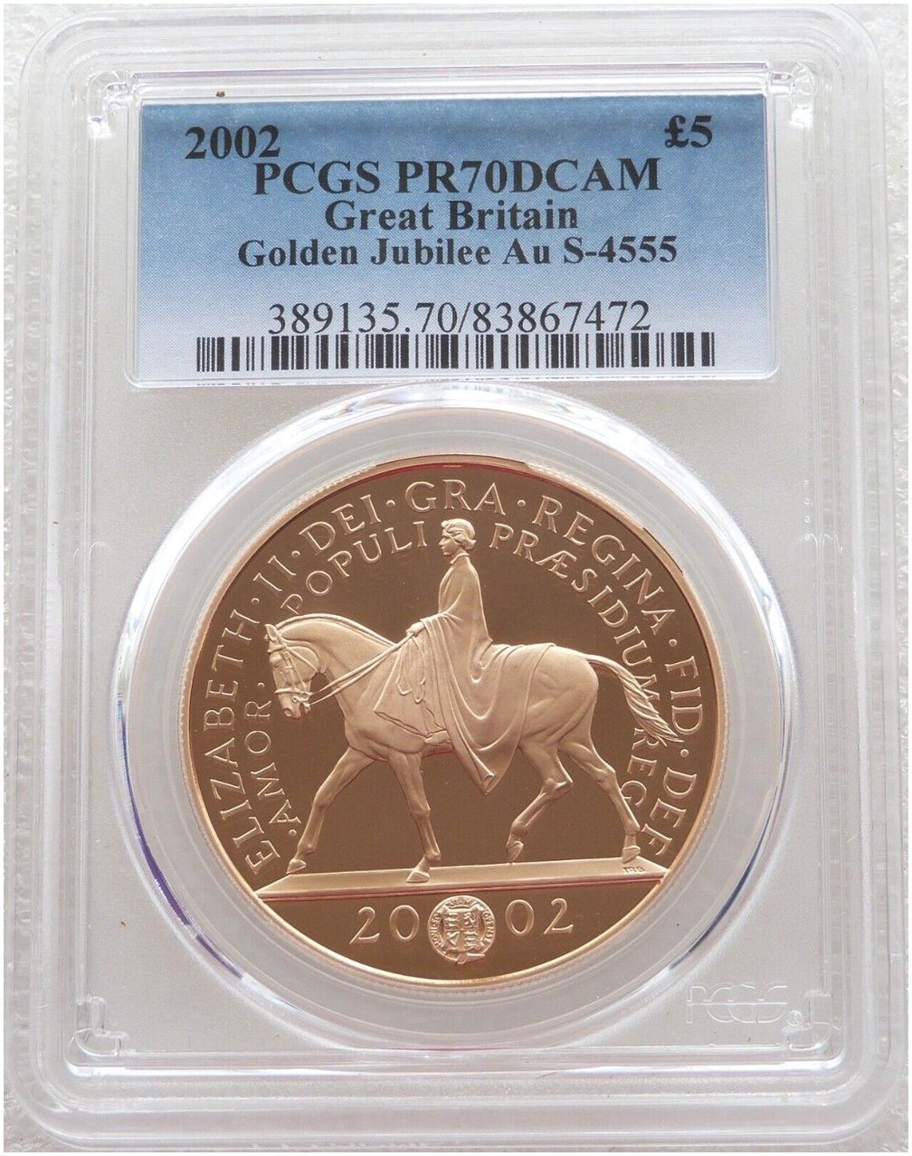 2002 Golden Jubilee £5 Five Pound Gold Proof Coin PCGS PR70 DCAM