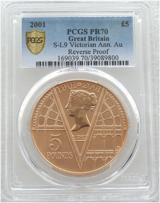 2001 Queen Victoria Frosted £5 Five Pound Gold Matte Proof Coin PCGS PR70