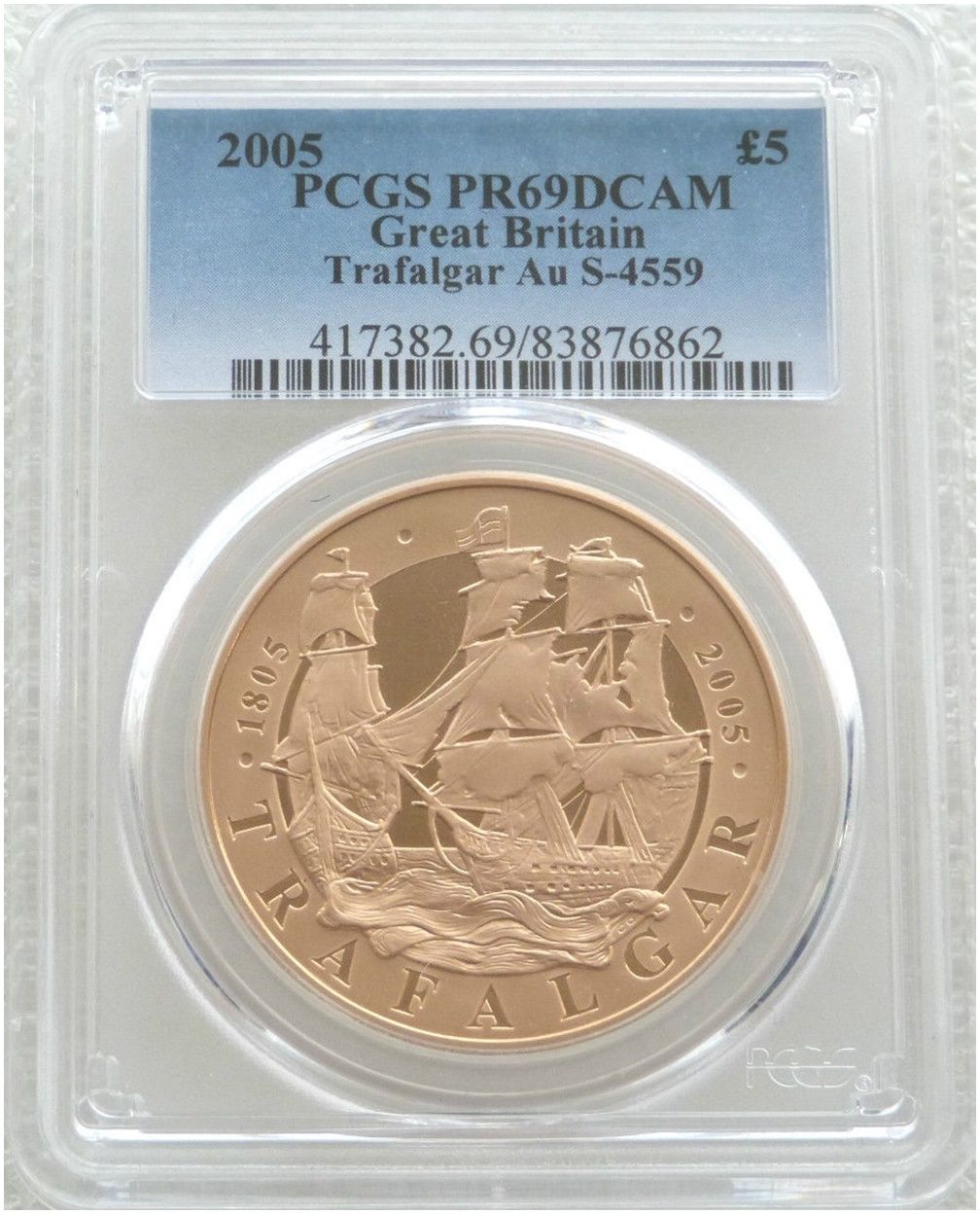 2005 Battle of Trafalgar £5 Five Pound Gold Proof Coin PCGS PR69 DCAM