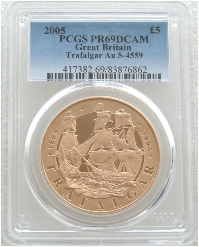 2005 Battle of Trafalgar £5 Five Pound Gold Proof Coin PCGS PR69 DCAM