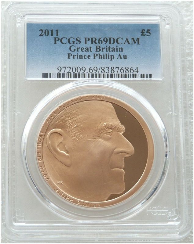 2011 Prince Philip 90th Birthday £5 Five Pound Gold Proof Coin PCGS PR69 DCAM