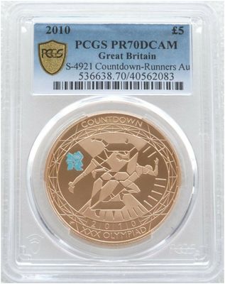 2010 London Olympic Games Countdown £5 Gold Proof Coin PCGS PR70 DCAM