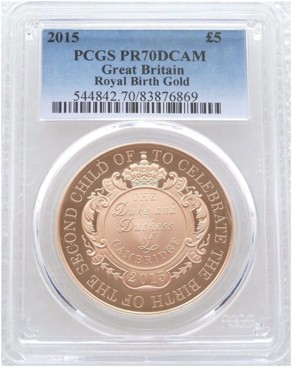 2015 Princess Charlotte Royal Birth £5 Five Pound Gold Proof Coin PCGS PR70 DCAM