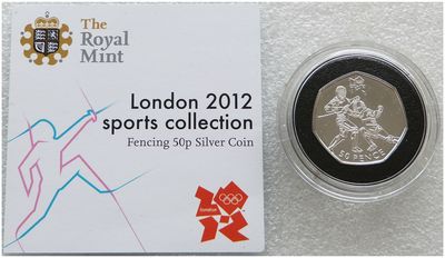 2011 London Olympic 2012 Sports Collection Fencing 50p Silver Coin Coa