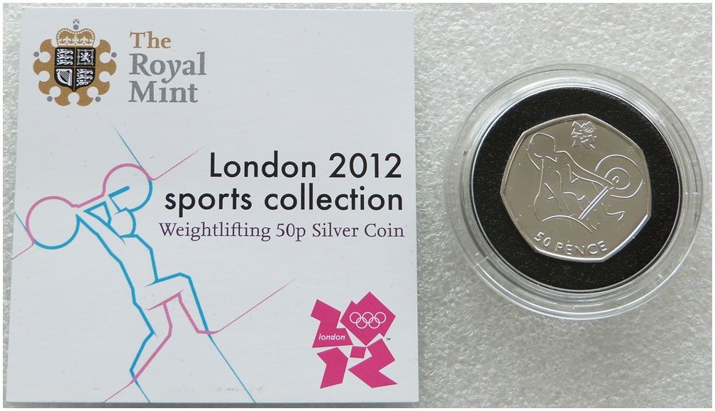 2011 London Olympic 2012 Sports Collection Weightlifting 50p Silver Coin Coa