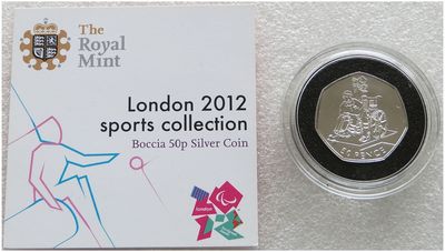 2011 London Olympic 2012 Sports Collection Boccia 50p Silver Coin Coa