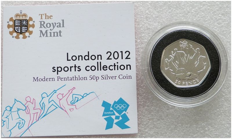 2011 London Olympic 2012 Sports Collection Modern Pentathlon 50p Silver Coin Coa