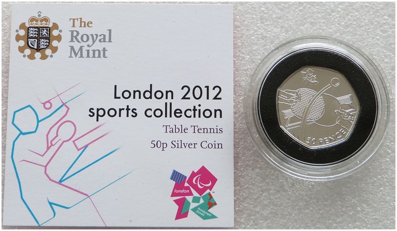 2011 London Olympic 2012 Sports Collection Table Tennis 50p Silver Coin Coa