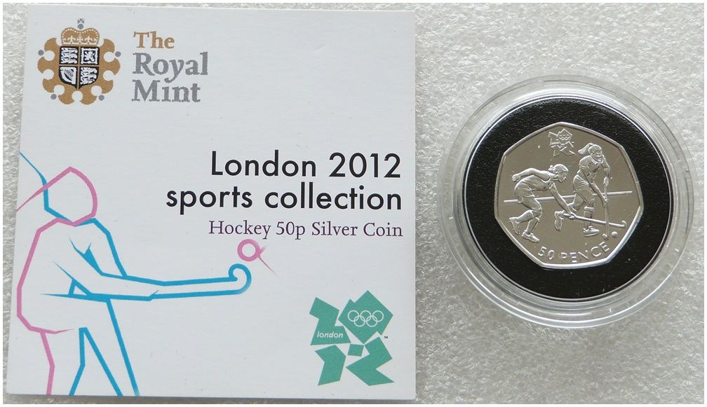 2011 London Olympic 2012 Sports Collection Hockey 50p Silver Coin Coa