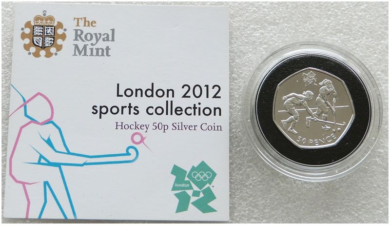 2011 London Olympic 2012 Sports Collection Hockey 50p Silver Coin Coa