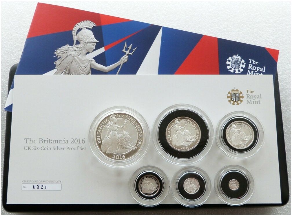 2016 Britannia Silver Proof 6 Coin Set Box Coa - Mintage 1,050