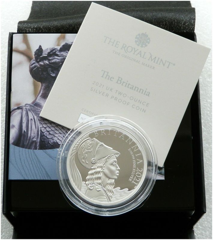 2021 Britannia Premium £5 Silver Proof 2oz Coin Box Coa