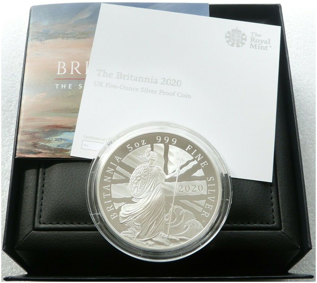 2020 Britannia £10 Silver Proof 5oz Coin Box Coa - Mintage 250