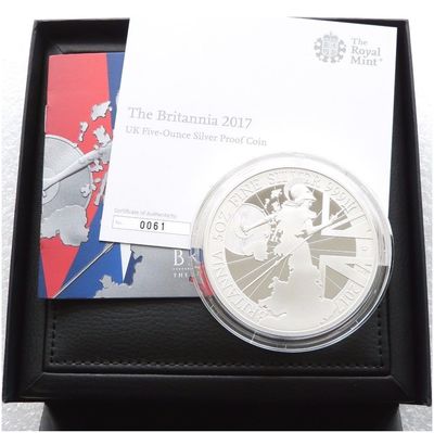 2017 Britannia £10 Silver Proof 5oz Coin Box Coa - Mintage 669