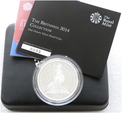 2014 Britannia £2 Silver Proof 1oz Coin Box Coa